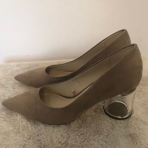 Zara beige pumps with lucite heel